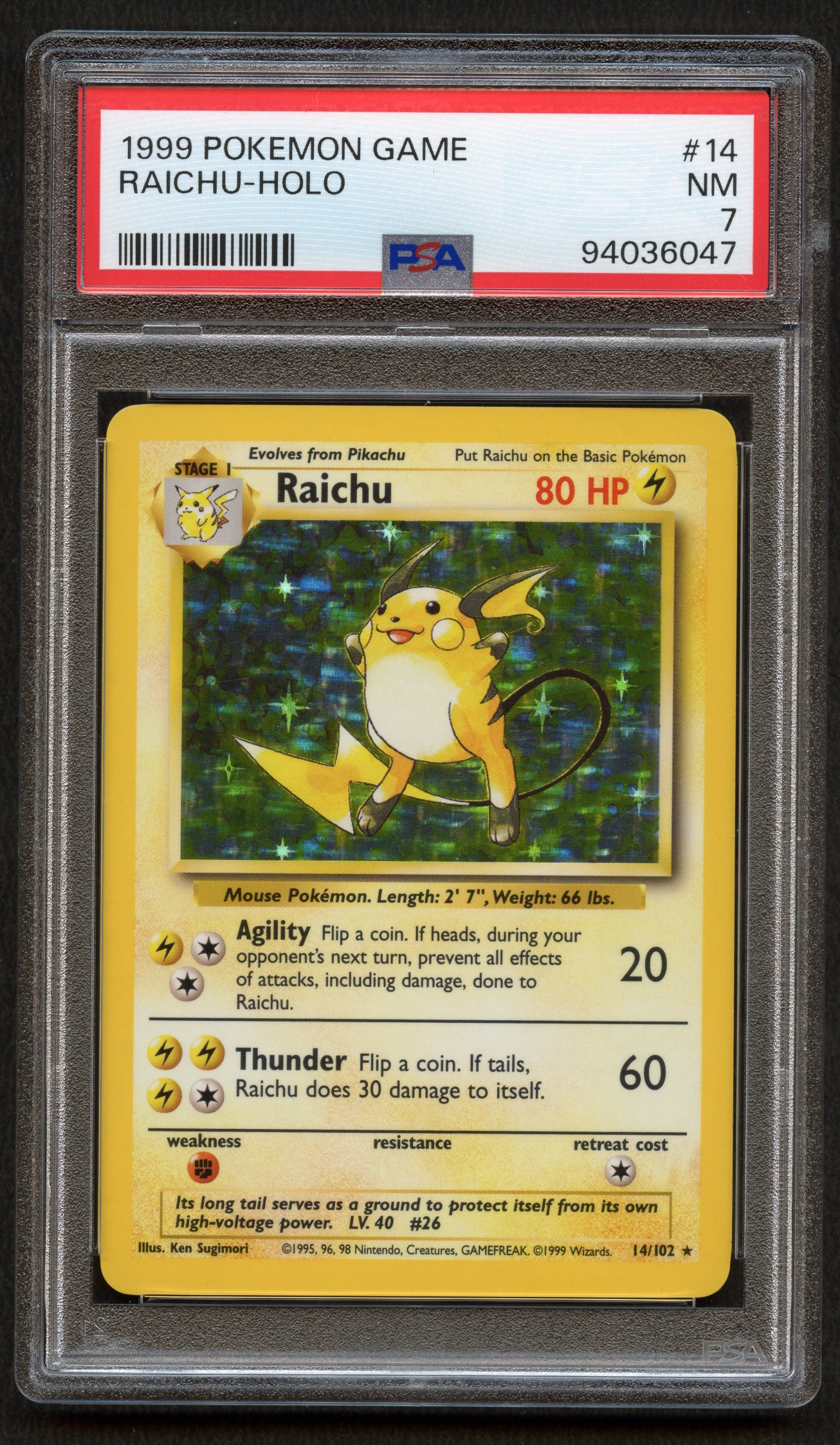 PSA 7 Raichu Unlimited - Base Set (1999) Holo #14 