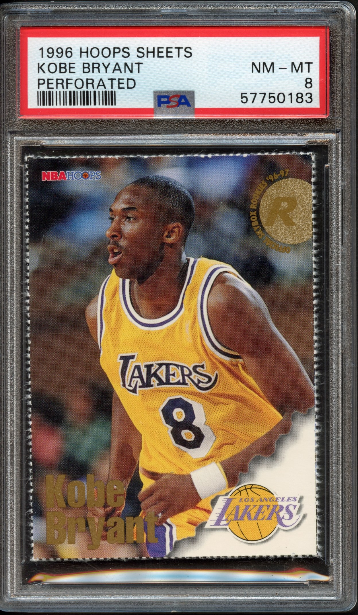 PSA 8 1996 Hoops Sheets Kobe Bryant Perforated