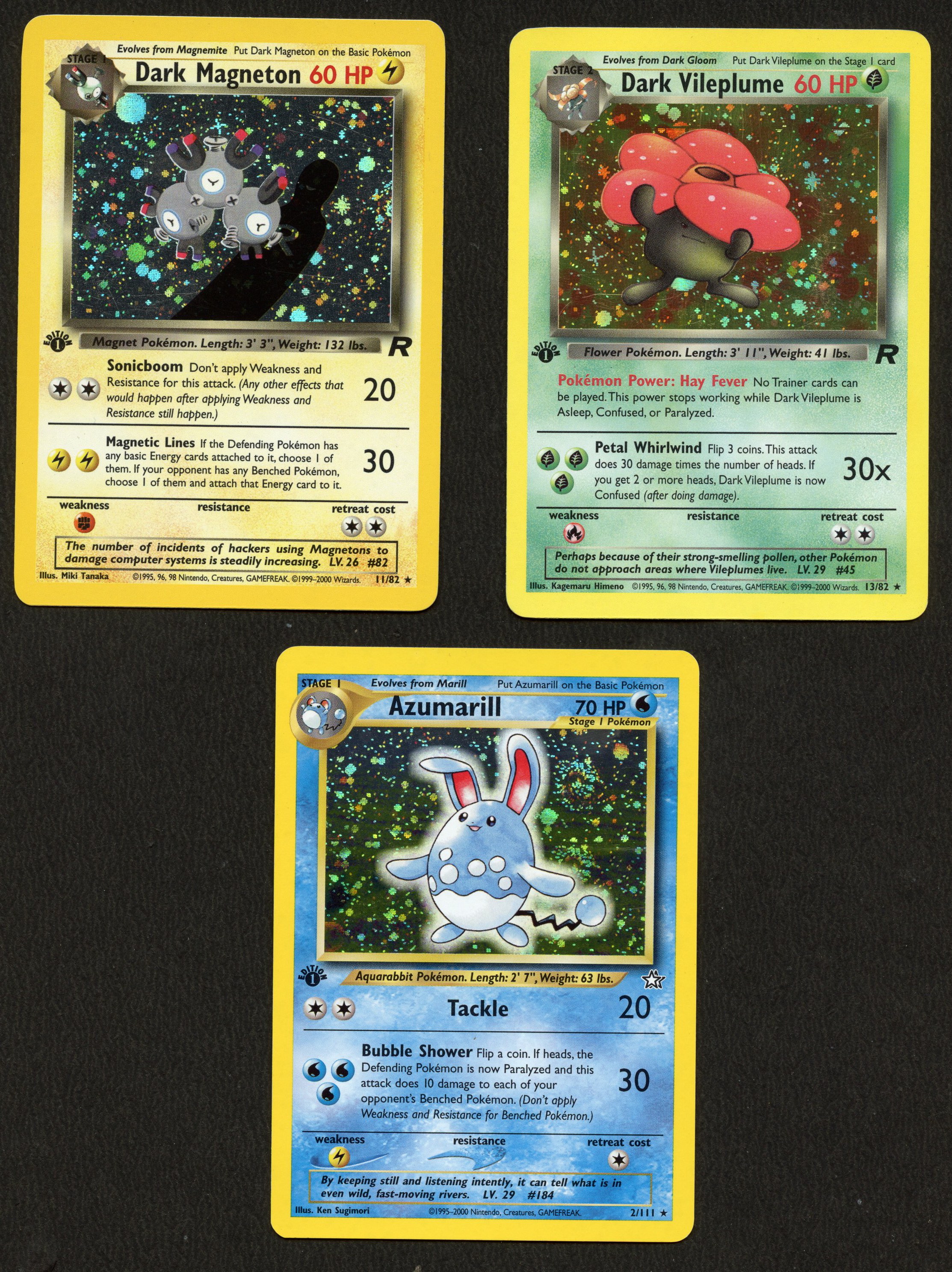 1st Edition Holo Small Bundle - Azumarill, Dark Magneton, Dark Vileplume