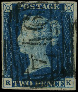 1840 2d Deep blue Pl.1. Sleaford numeral