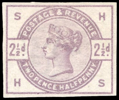 GB 1883-84 2½d purple, Plate 1 (HS), imperforate imprimatur, For SG 90