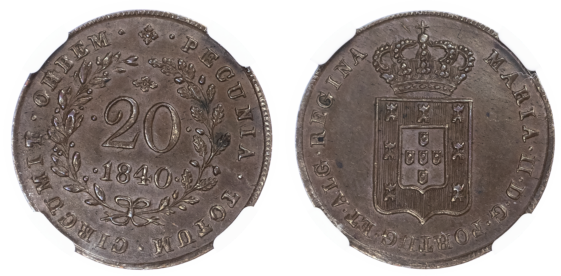 Mozambique, Portuguese Colonial. Maria II CU 20 Reis.1840. 