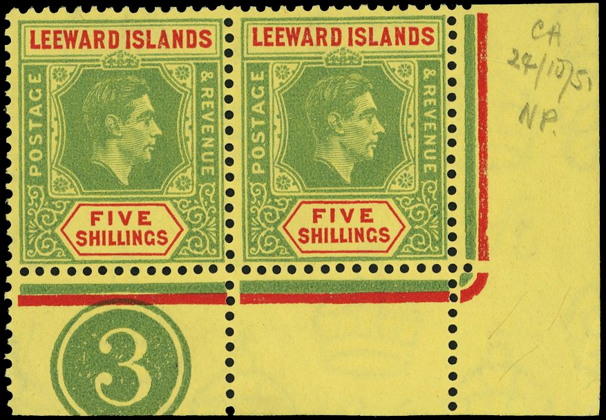 Leeward Islands SG 112c Plate pair mint
