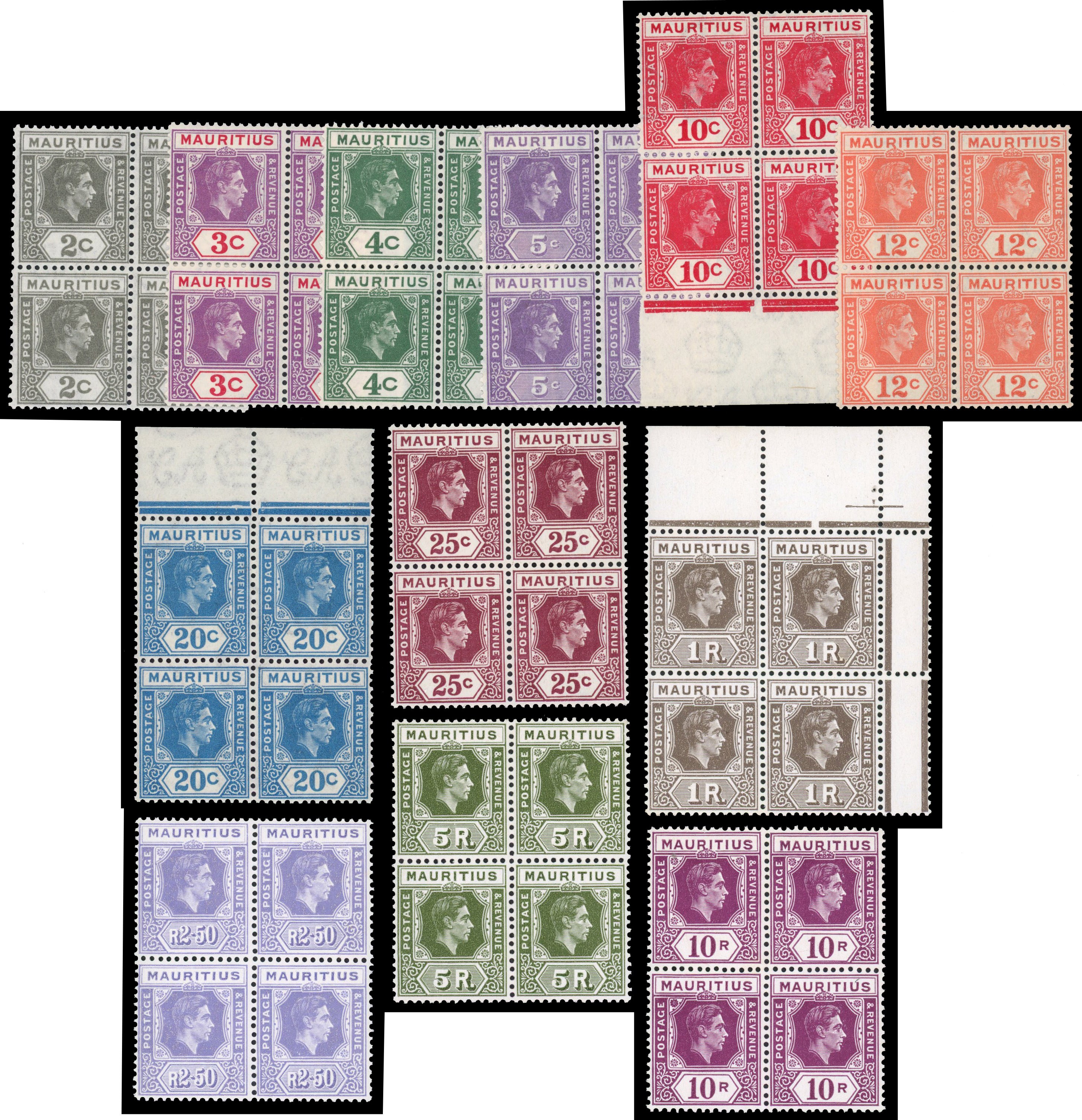 Mauritius SG 252-263a blocks mint