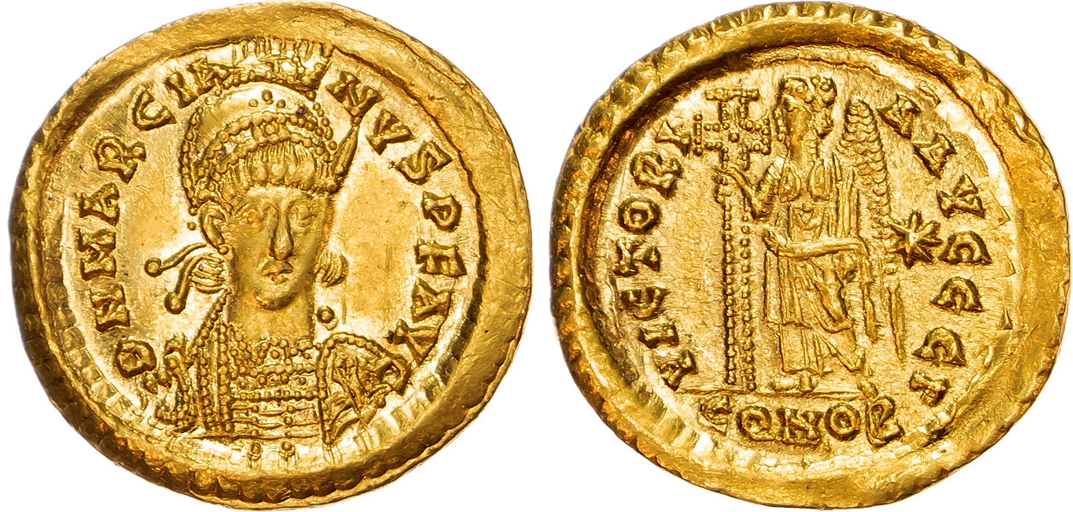 Marcian (AD 450-457) AV Solidus, Constantinople, AD 450-457, 4.45g. 