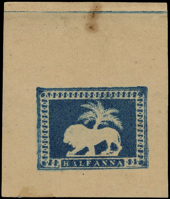 India Lion and Palm Tree essay die 1 in deep blue Spence 28