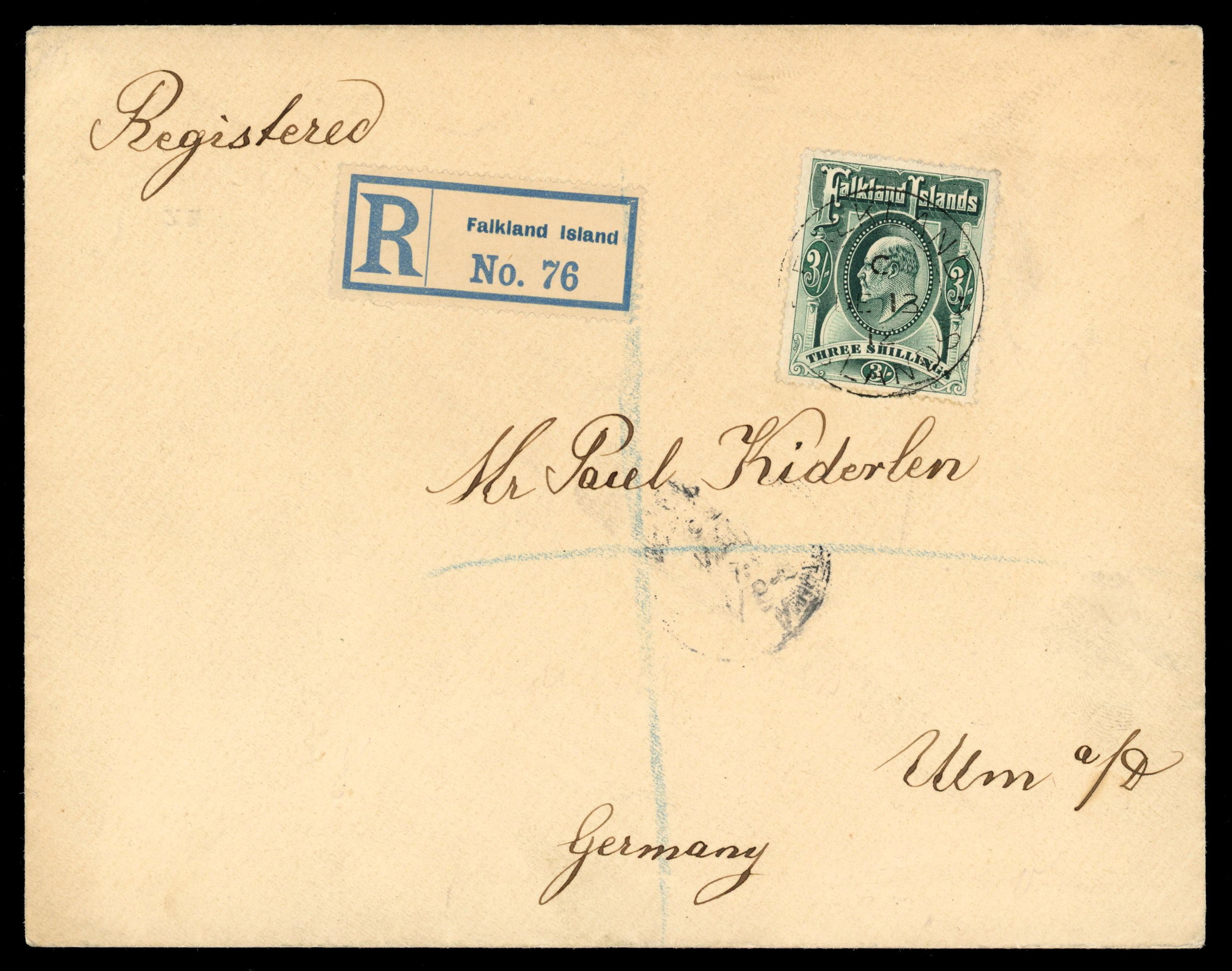 SG 49b 1912 envelope to Ulm with KEVII 3/-