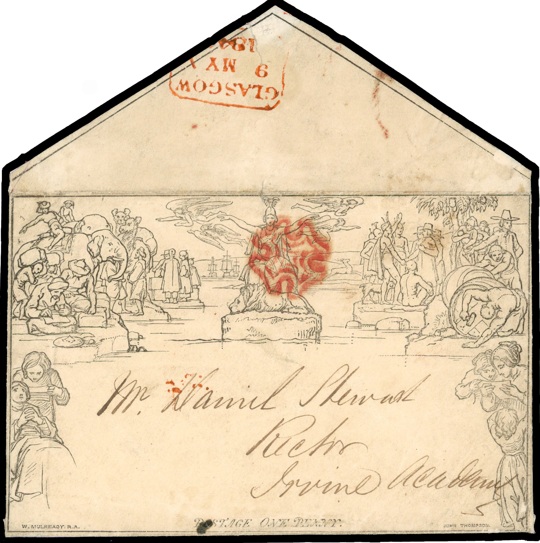 1840 1d Mulready envelope (Forme 2 Stereo A143)....