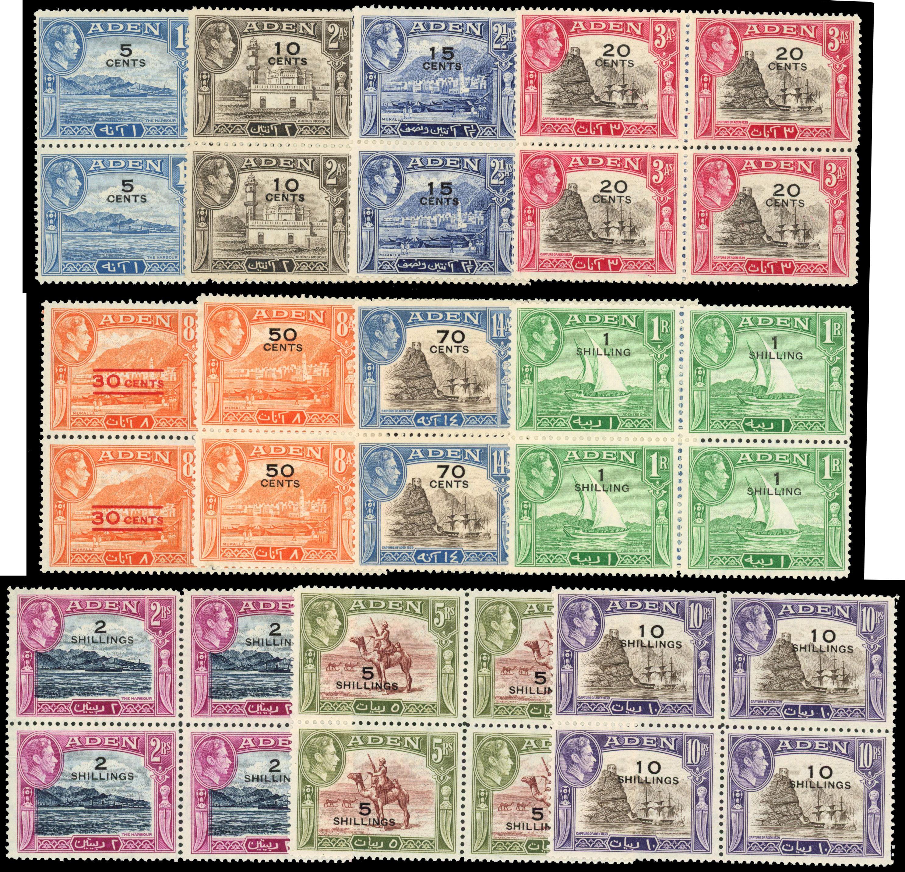 Aden SG 36-46 blocks mint