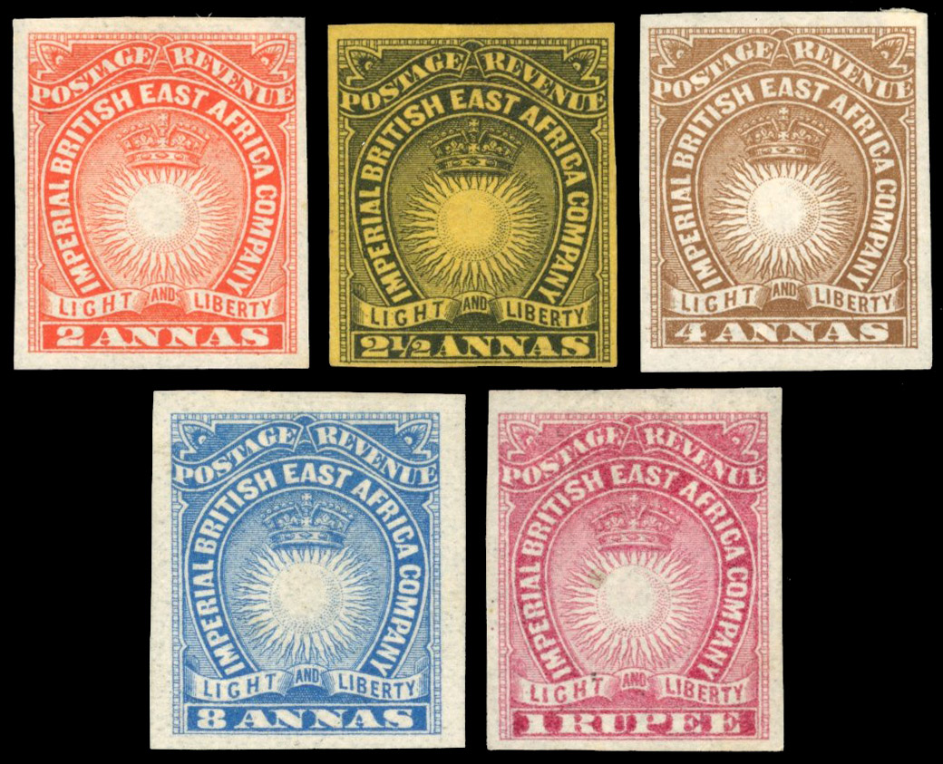 British East Africa SG 6/14 1890 imperforate singles mint