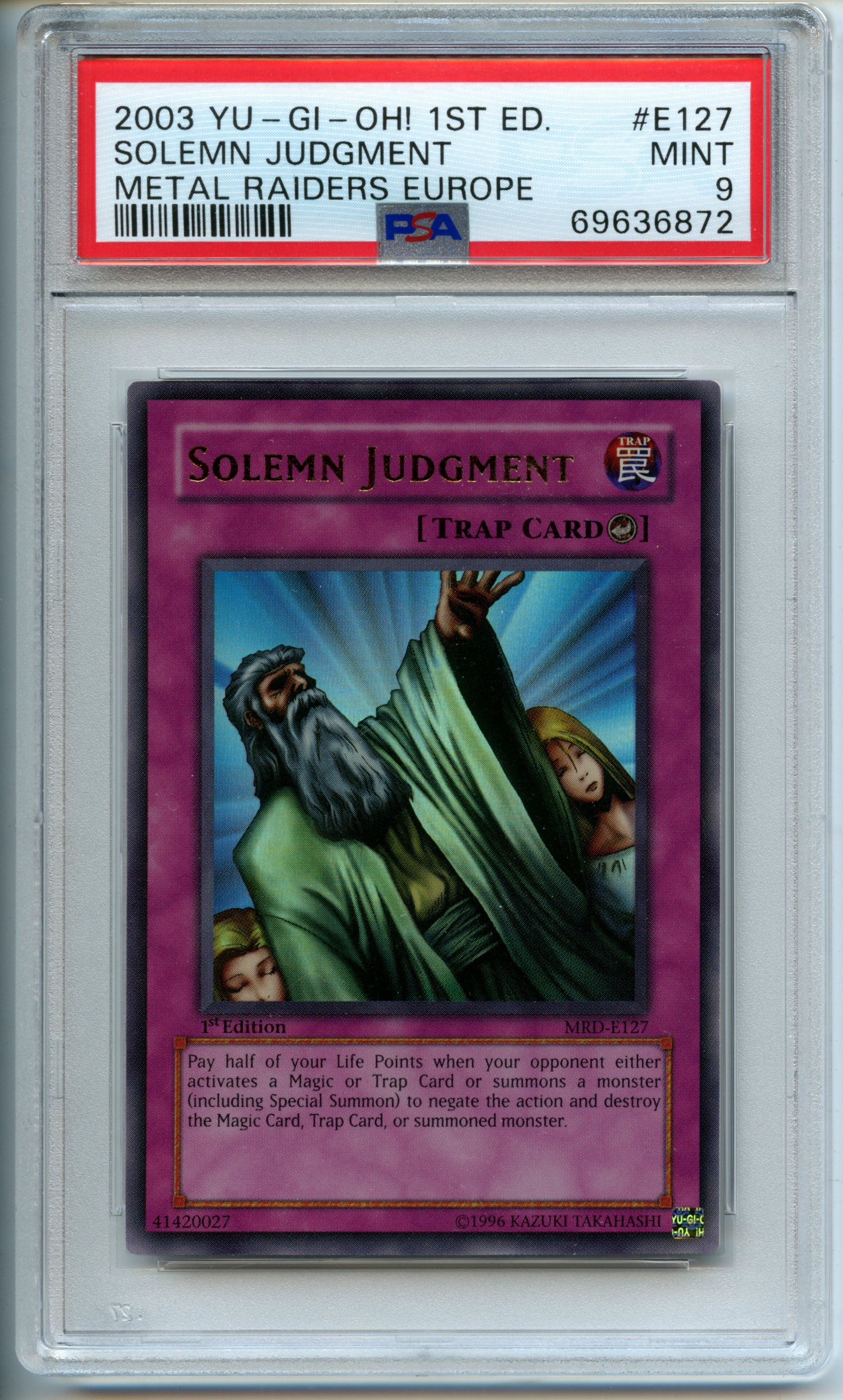 Yu-Gi-Oh! - Solemn Judgment  1st Edition  - Metal Raiders - PSA 9