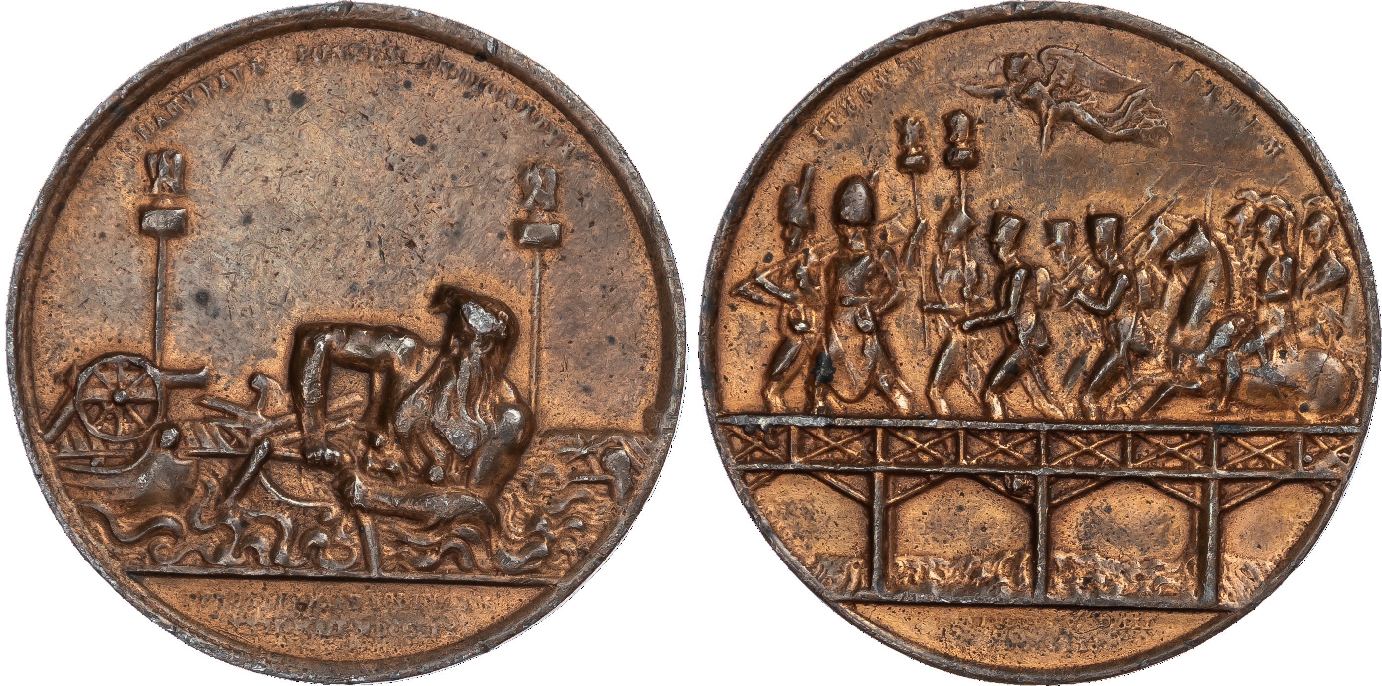 France, Napoleon I, Battle of Aspern‑Essling and the Passage of the Danube, 1809, copper medal (40mm/39.22gm) by Brenet.