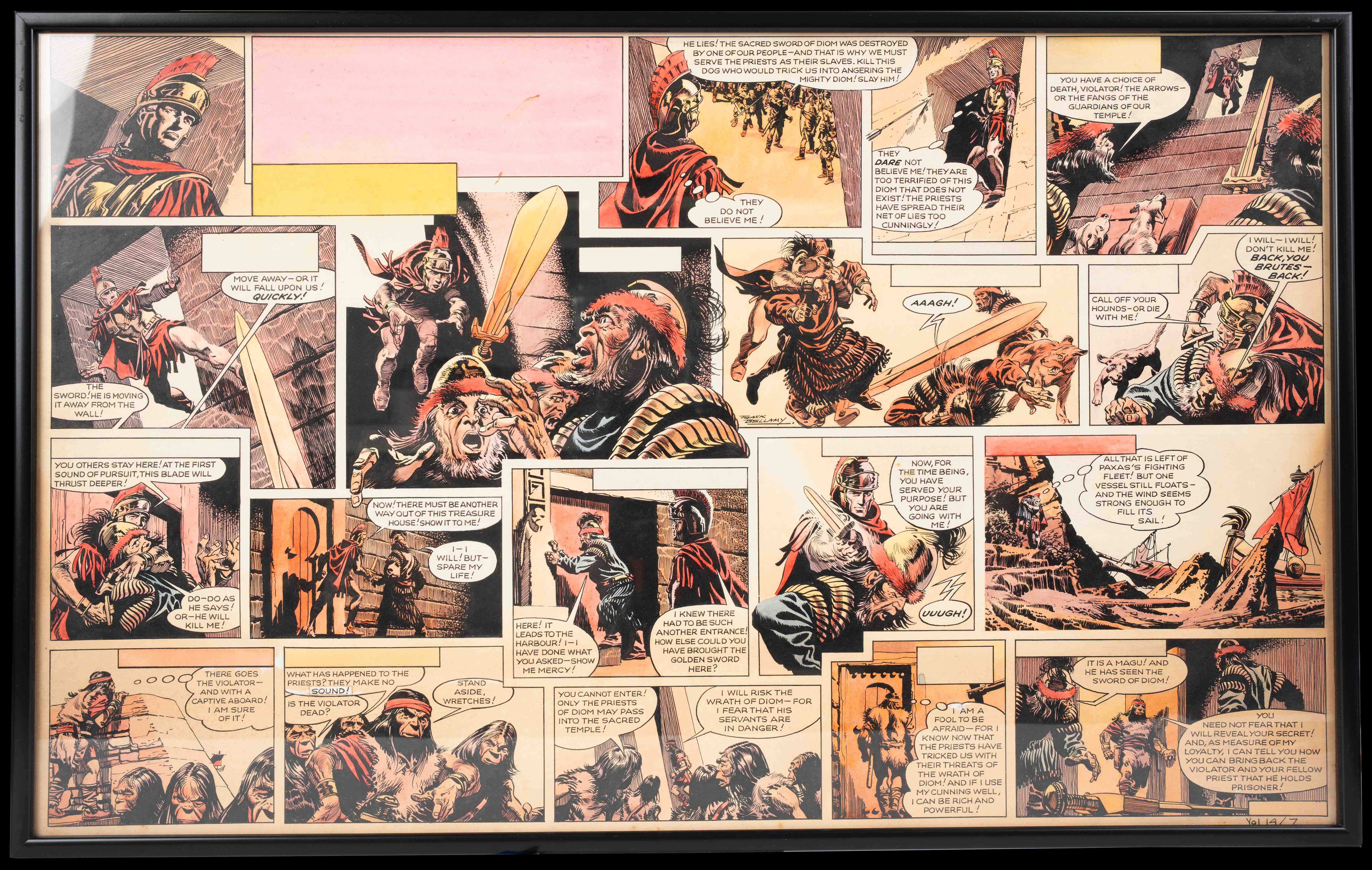 Frank Bellamy Eagle Magazine Vol 14 #7 "Heros The Spartan: Episode 17" Two Page Original Art (Longacre Press, 1963)
