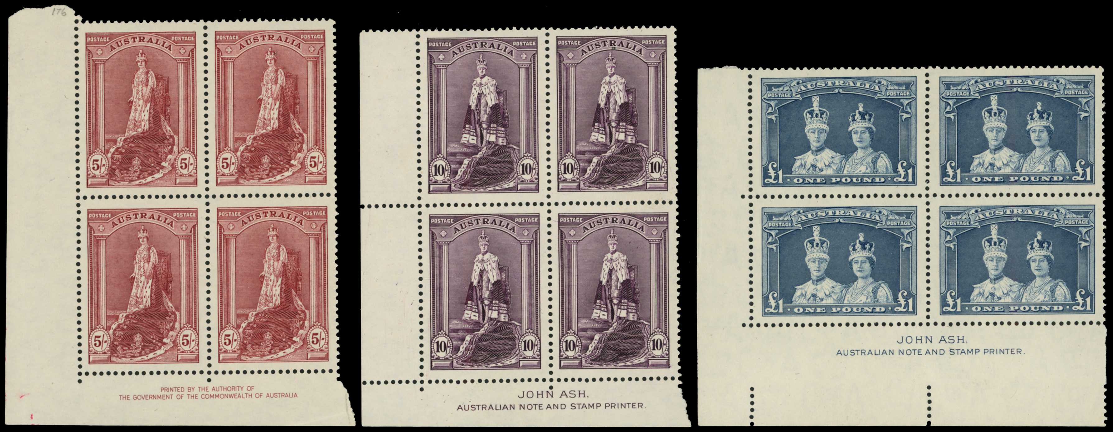 1937-49 5s, 10s and £1, all on chalky...