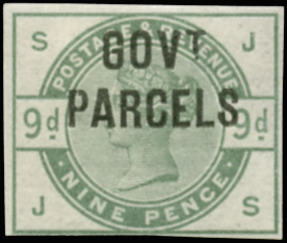 SGO63var 1883 9d Dull green (Govt. Parcels)
