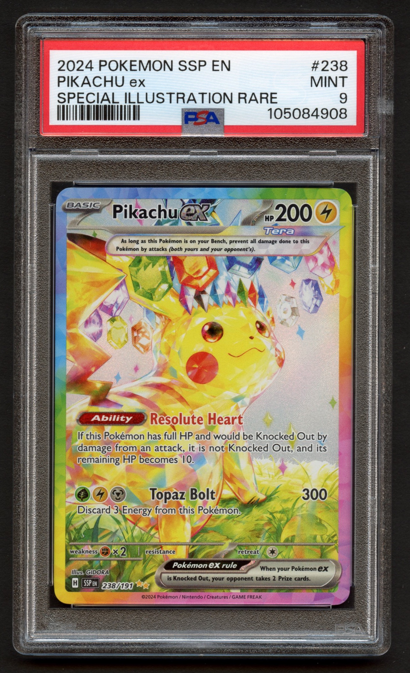 PSA 9 Pikachu ex - SIR 238/191 - Surging Sparks