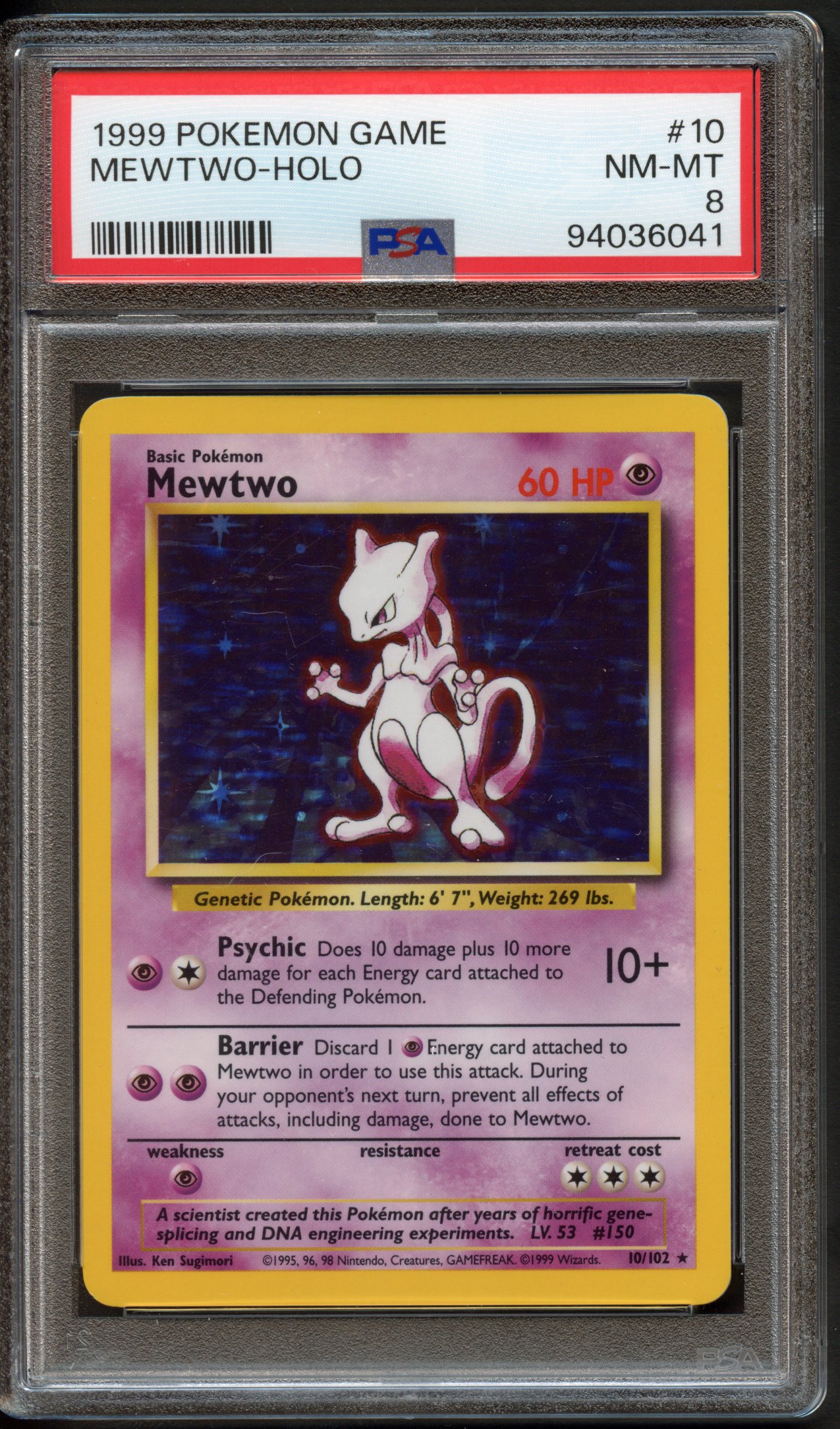 PSA 8 Mewtwo Holo #10 - Base Set Unlimited 1999