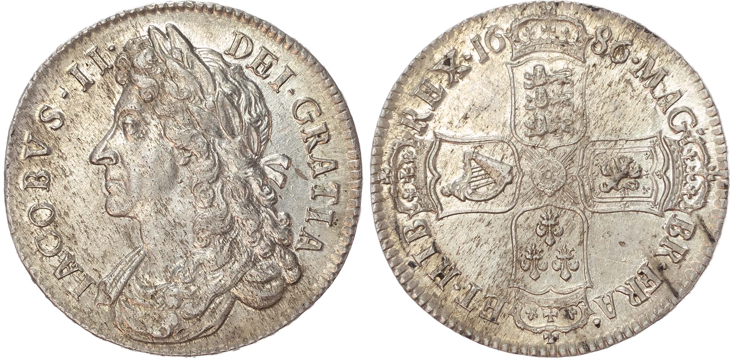 James II (1685-1688), Halfcrown, 1686 SECVNDO