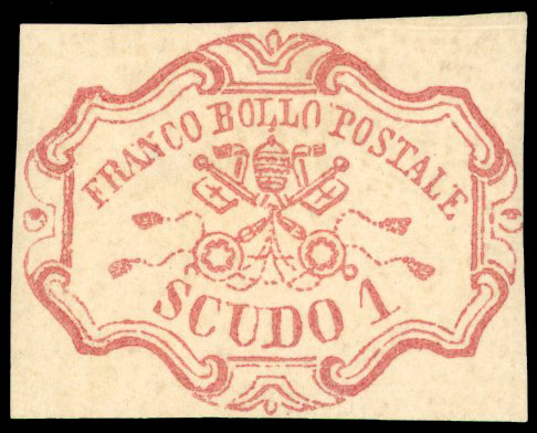 1852-64 1sc dull rose, three margins and just touched at right, large part original gum