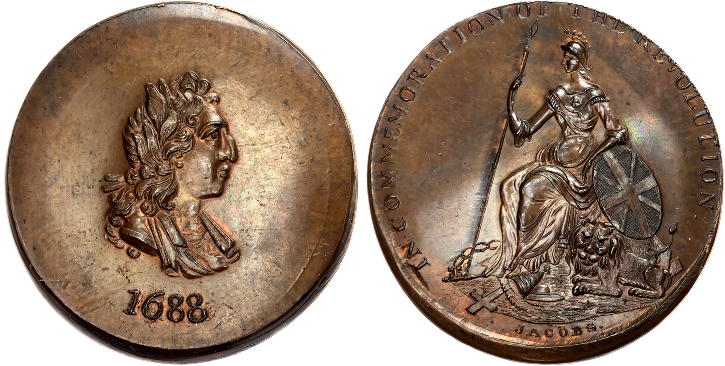 London , Political Series, Skidmore’s Glorious Revolution Centenary trial Penny ( 1788), Bust of William III right 1688 …
