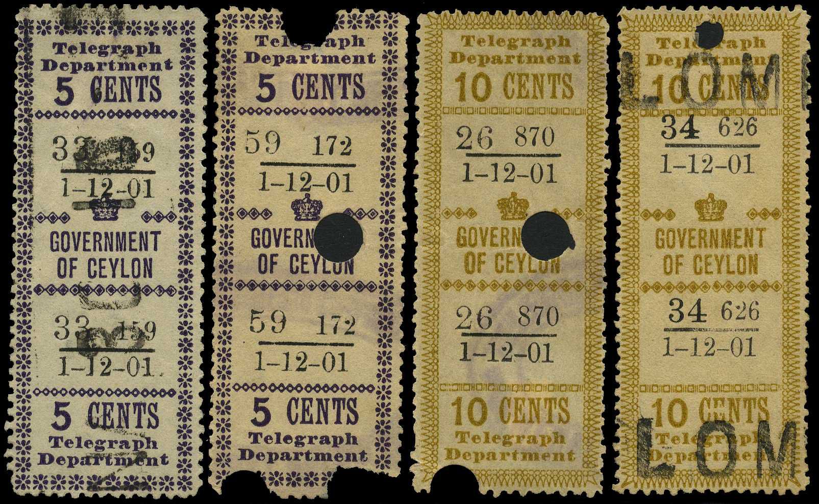 1901 5ct and 10ct dated 1-12-01 used...