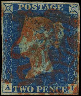 1840 2d blue, (AI) 4 margins, close at...