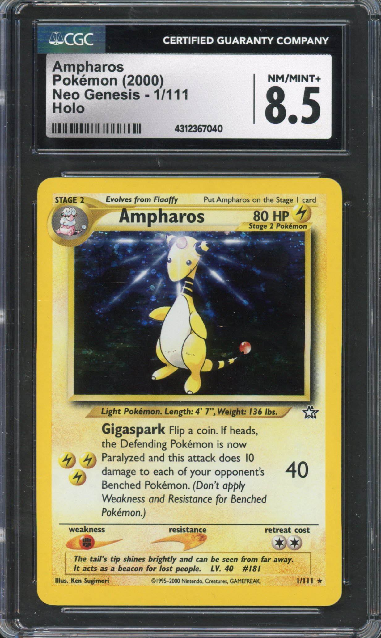 Pokémon TCG - CGC 8.5 Ampharos Neo Genesis NM/MINT+ 