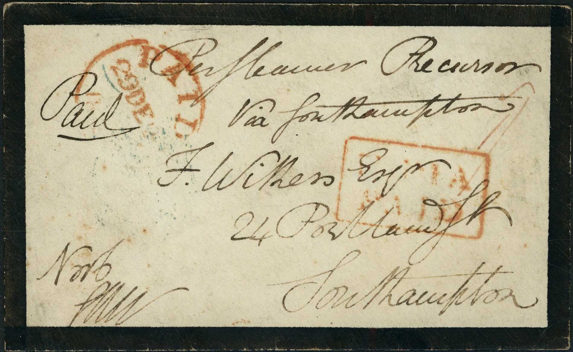 India 1845 pre stamp cover to England 