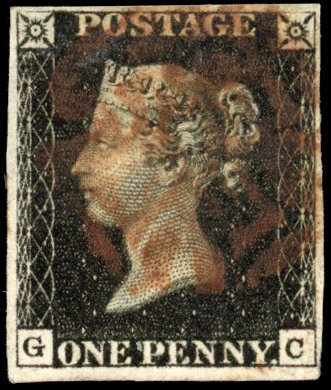 GB 1840 1d black Plate 5 (GC) red-brown MC