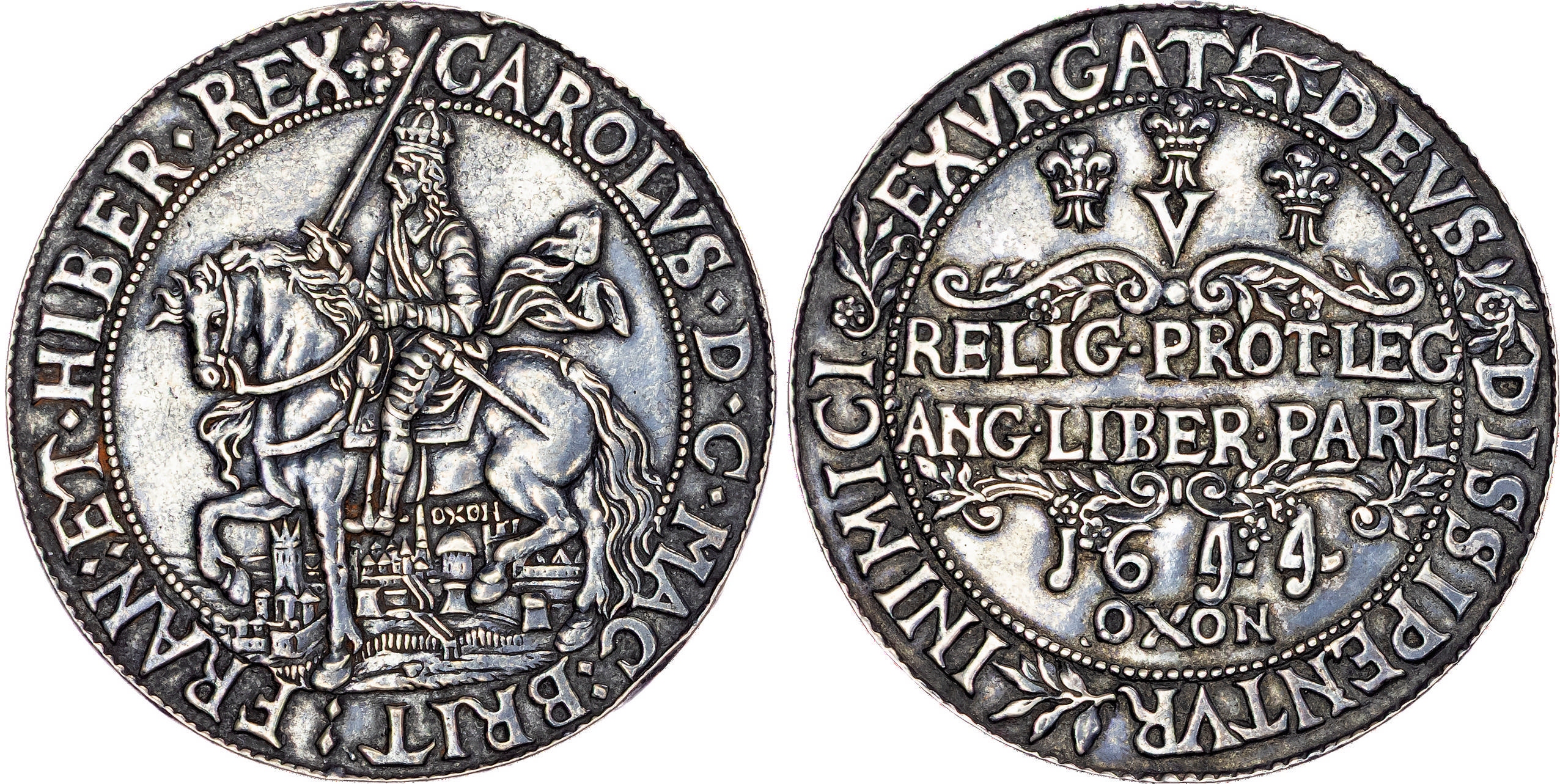 Charles I (1625-1649), AR Electrotype ‘Rawlin’s’ Crown, 1644, Oxford mint.