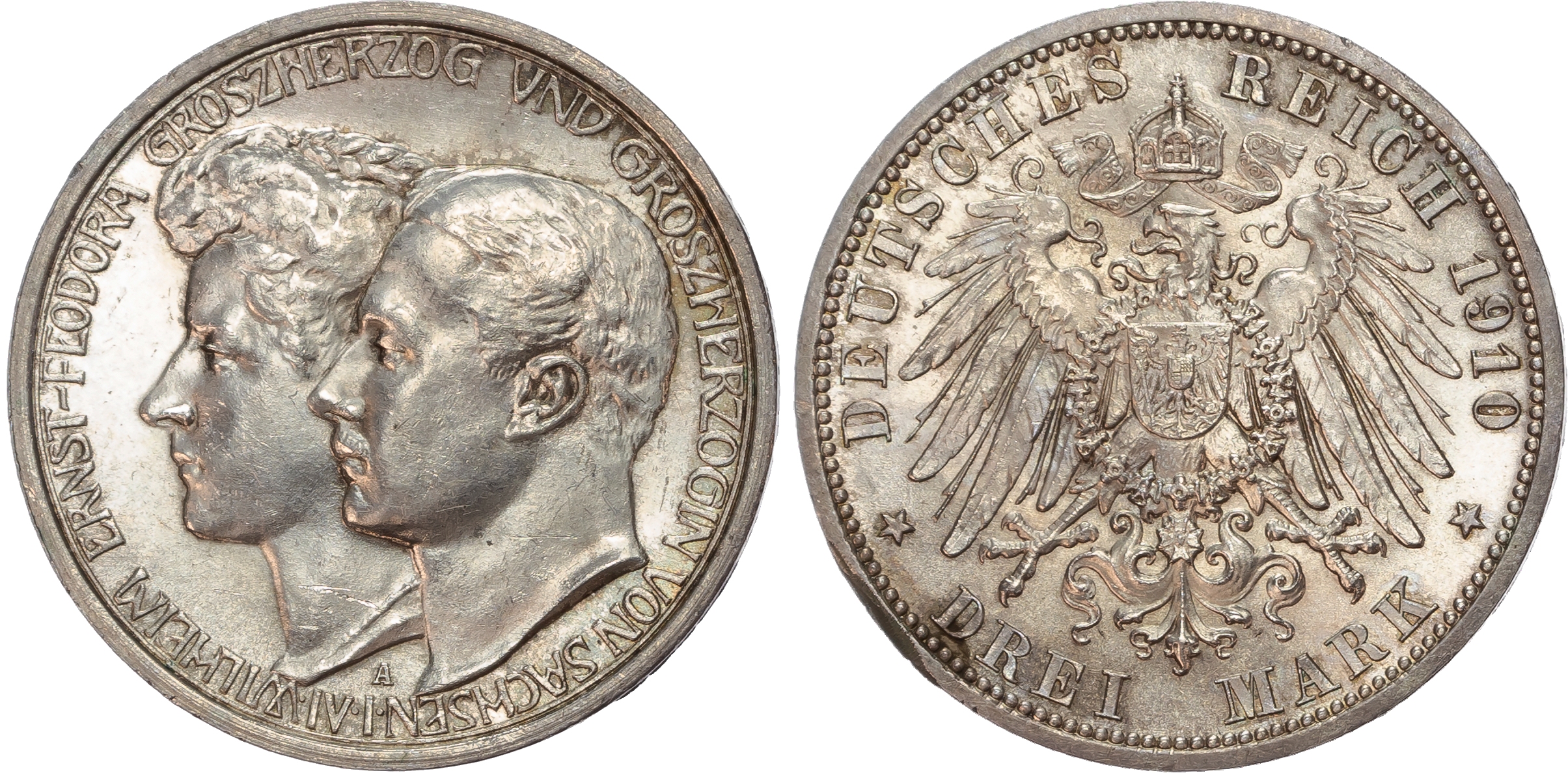 Germany, Saxony-Weimar, Wilhelm Ernst (1901-1918), silver 3 Marks (2).