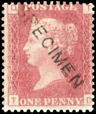 GB SG 43 1868 1d Plate 121 Dr Perkins paper Specimen