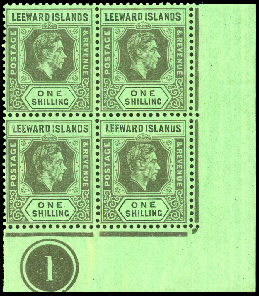 Leeward Islands SG 110a Plate block mint