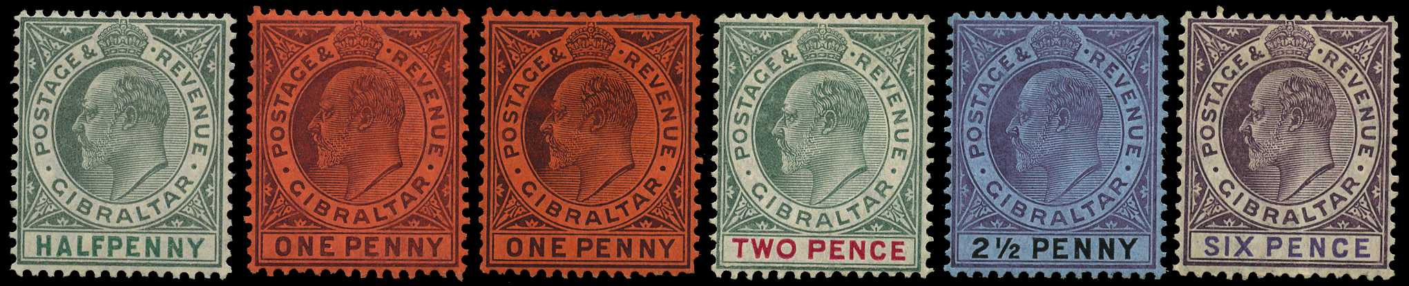 1904-8 ½d to 6d short set of four plus 1d...