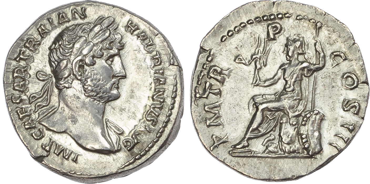 Hadrian (AD 117-138) AR Denarius, Rome, AD 121-123, 3.47g. 