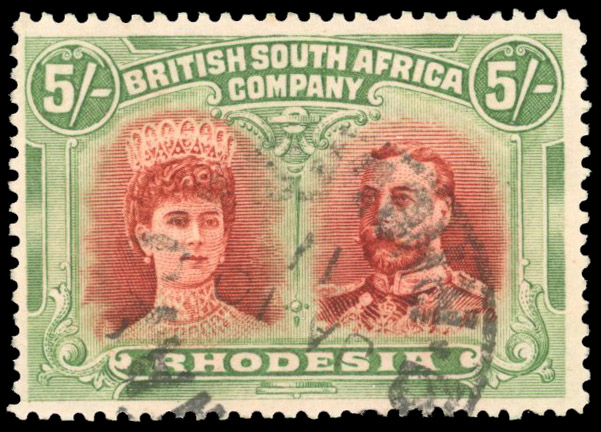 Rhodesia 1910-13 5s scarlet-vermilion and deep green perf 14