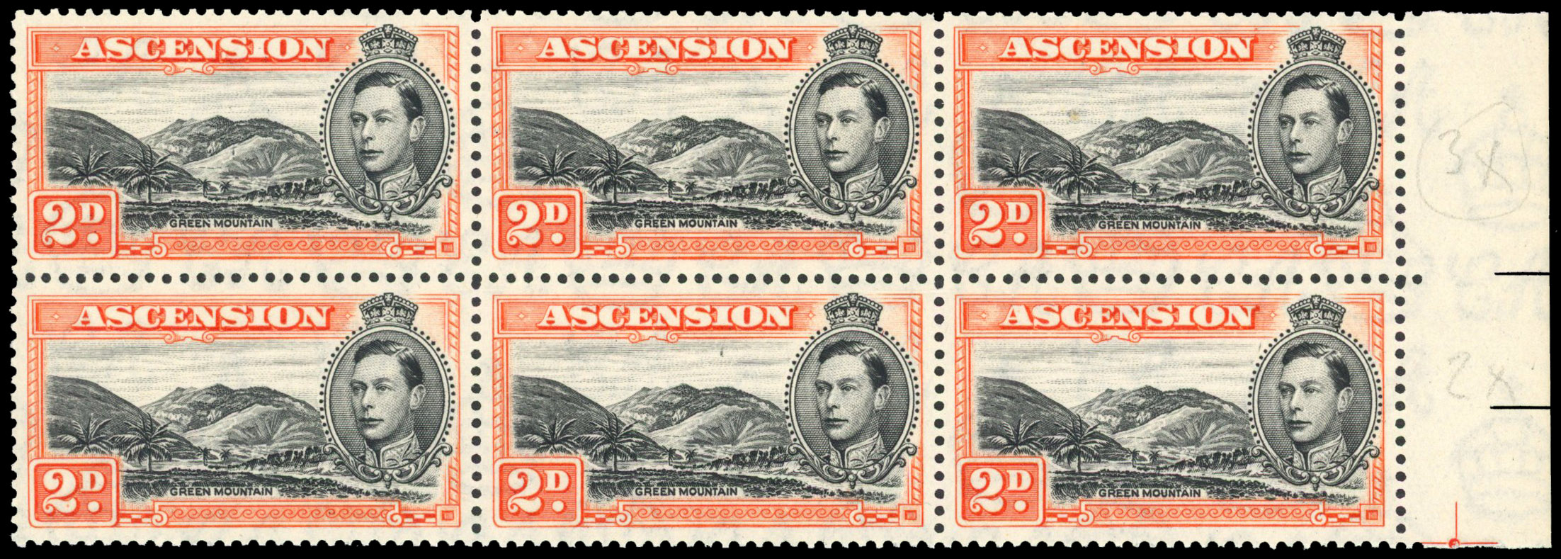 Ascension SG 41aa block mint