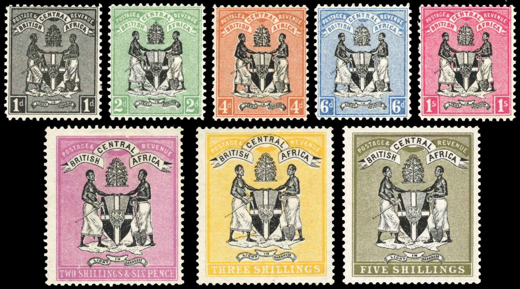 Nyasaland SG 32-9 1896 set to 5/- mint
