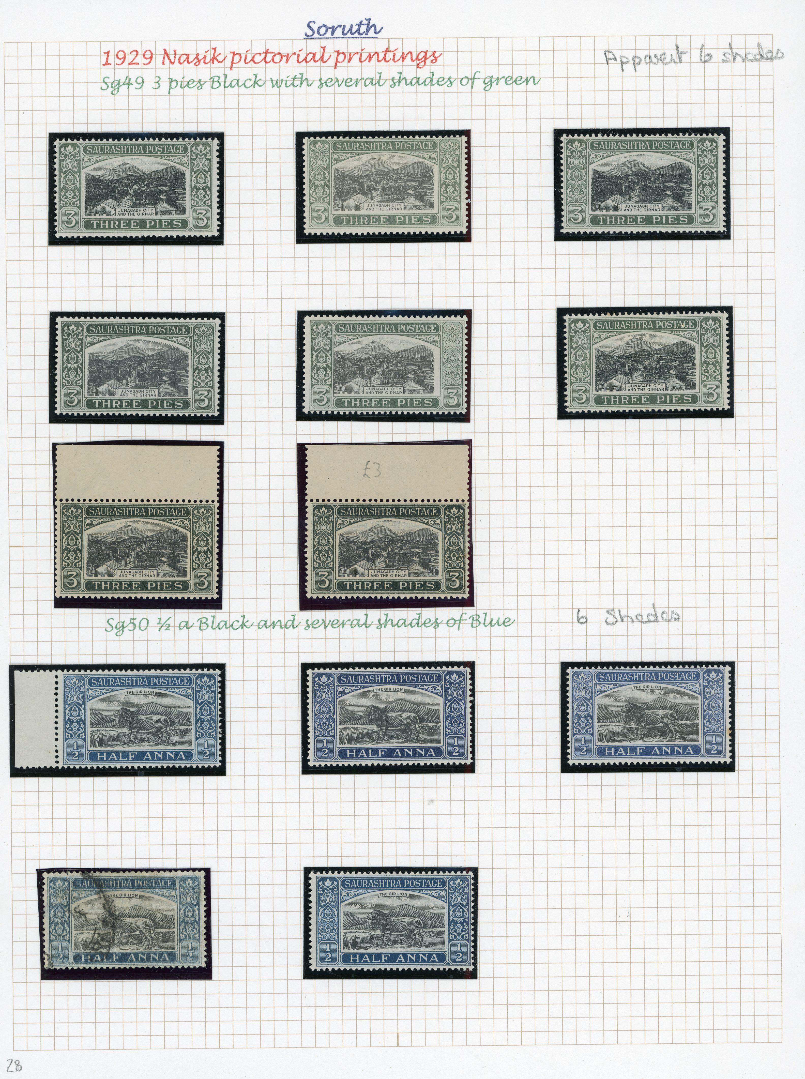 I.F.S Soruth 1929 Pictorials mint and used collection