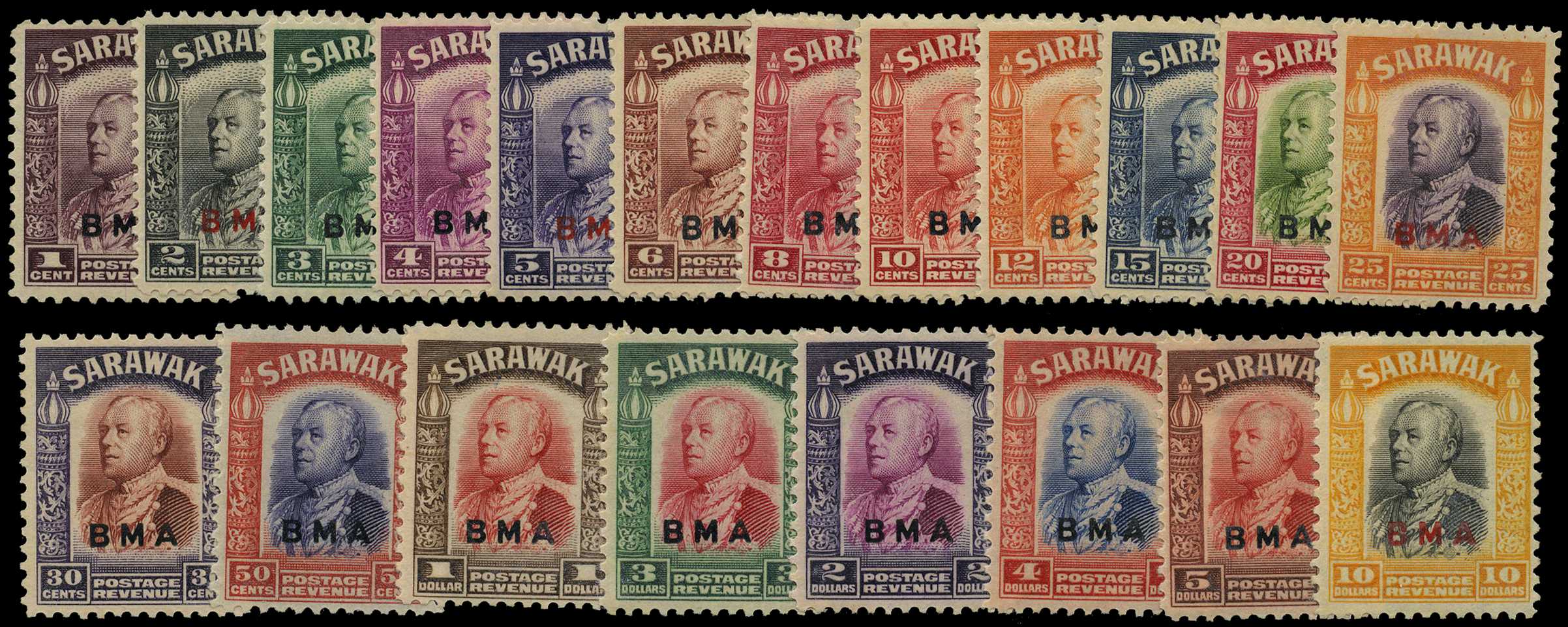 1945 BMA set of twenty to $10 black and...