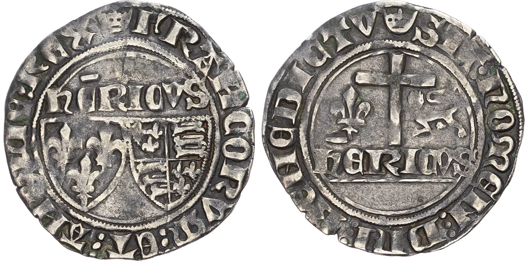 Anglo-Gallic. Henry VI. 1422-1461. Silver Grand Blanc (28mm/3.28gm). Paris mint; mm: crown. Authorised 23 November 1422.