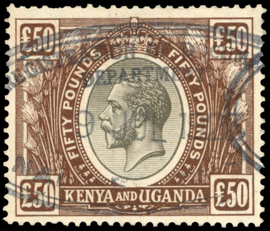 KUT SG 103 1922 £50 fiscally used