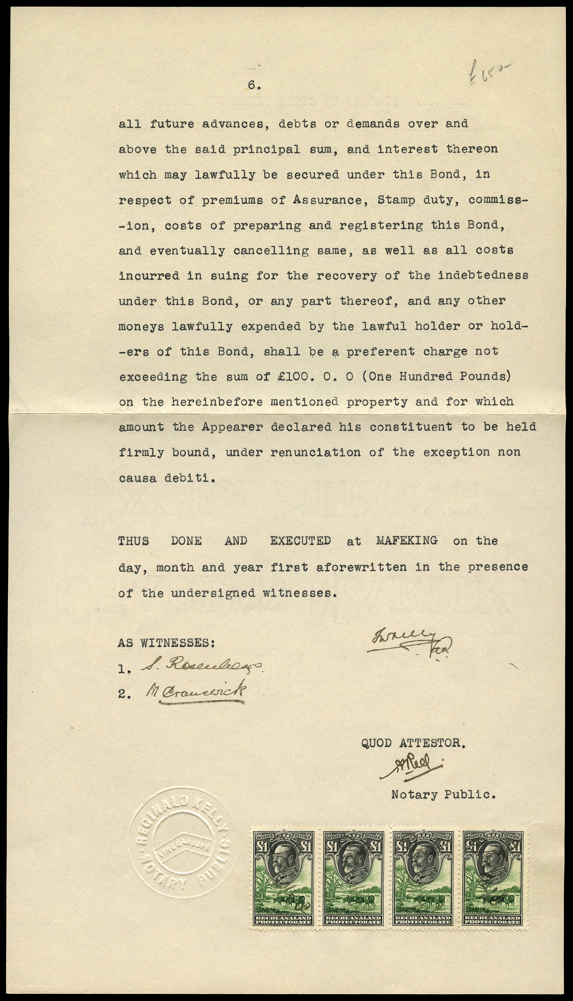 Revenues. 1932 £1 green and black...