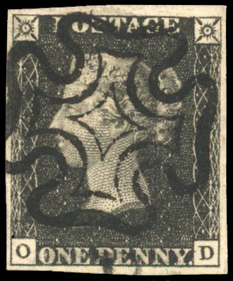 1840 1d black, Plate 3 (OD),  SG 2