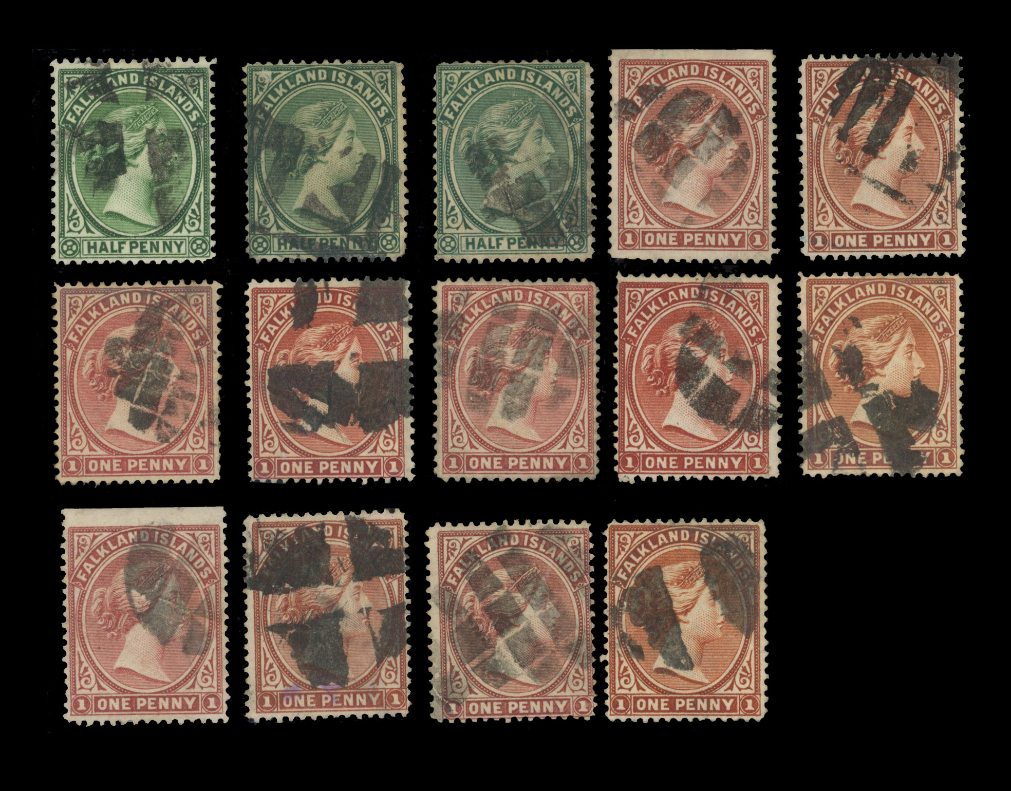 Falkland Islands collection of cork cancels 