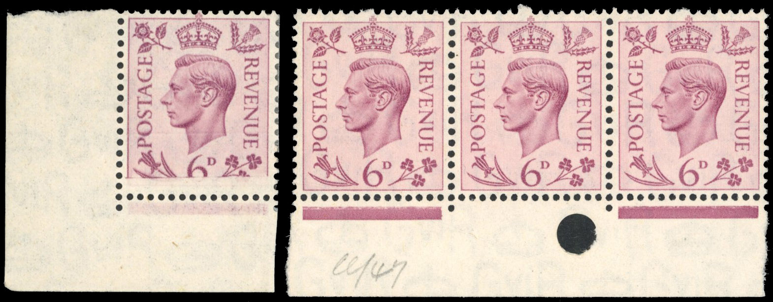 GB SG 470 1939 6d varieties mint