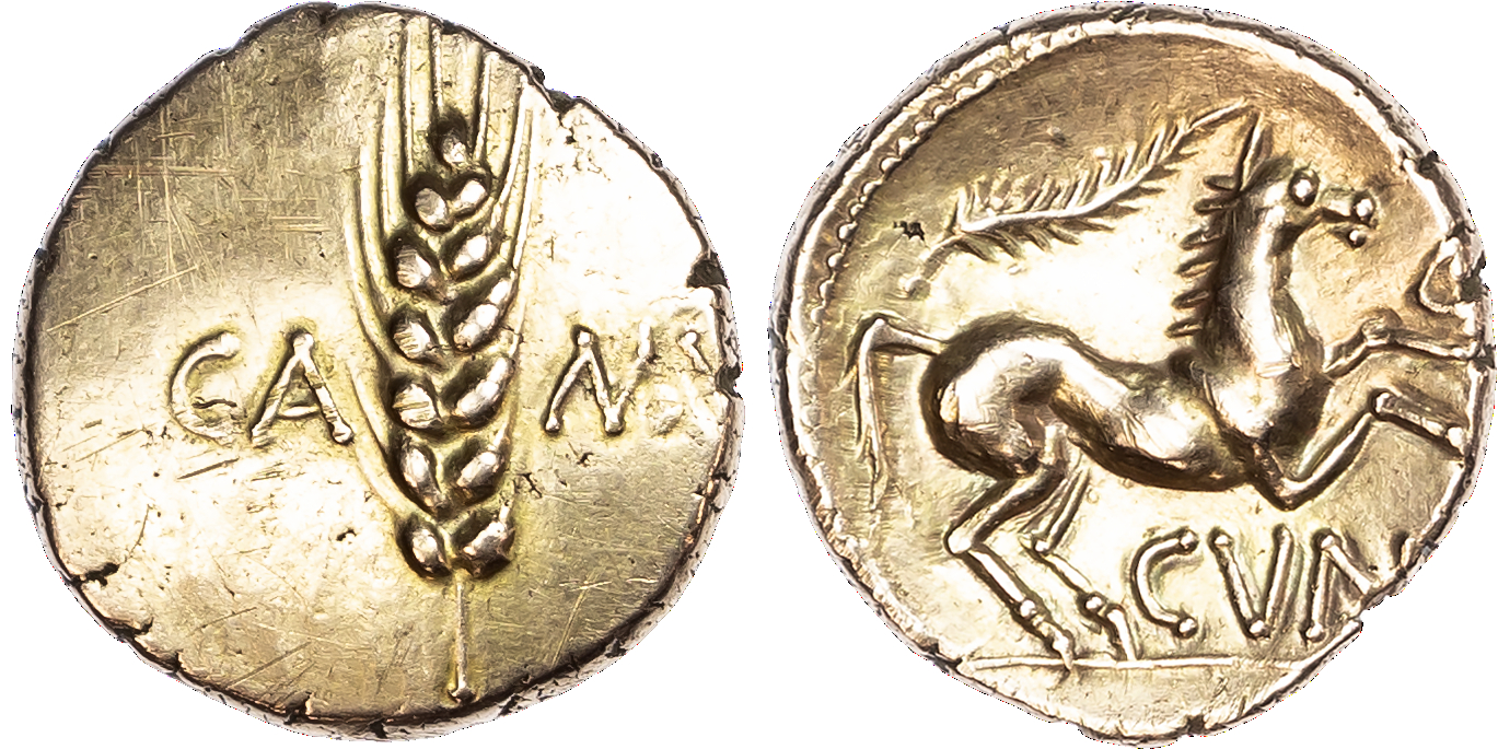 Trinovantes & Catuvellauni, Cunobelin (c. AD 8-41) AV Stater, ‘Wild Series A’ type, 5.38g.