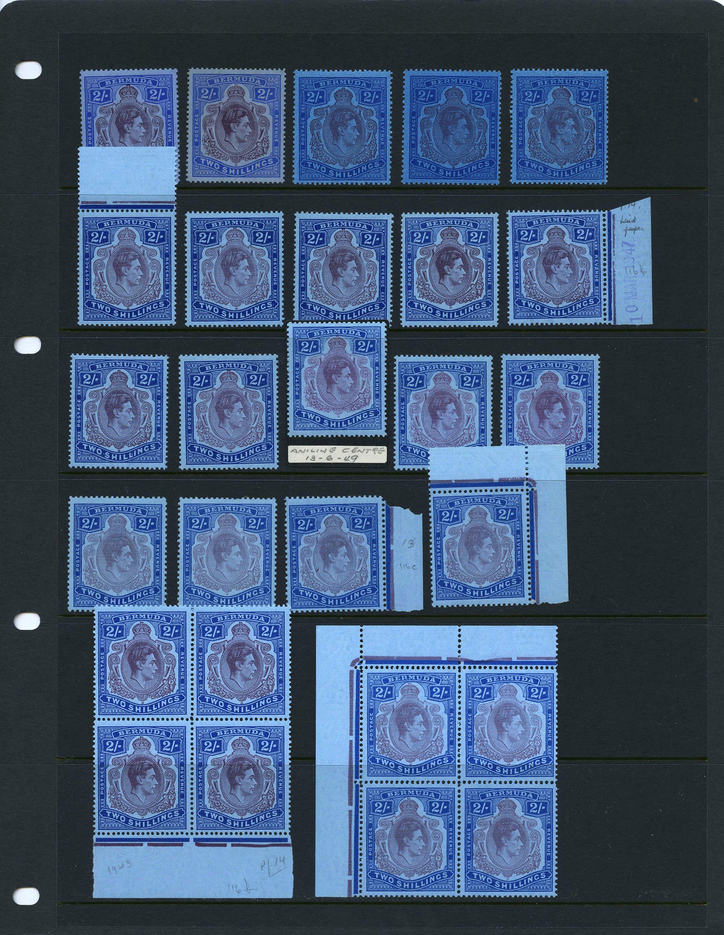 1938-50 2/- mint group with singles (19),...