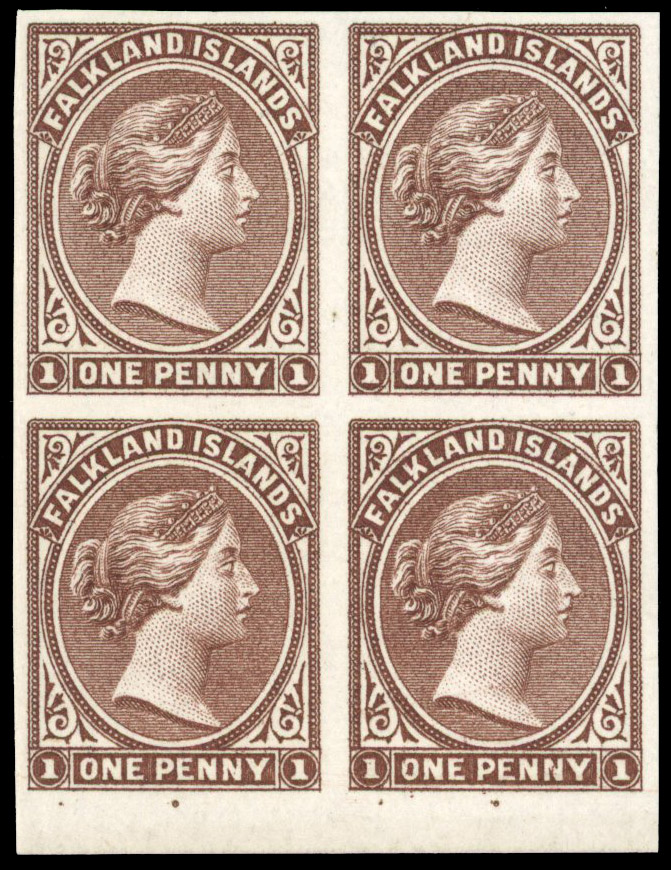 Falkland Islands 1878 QV colour trial block SG 1var 