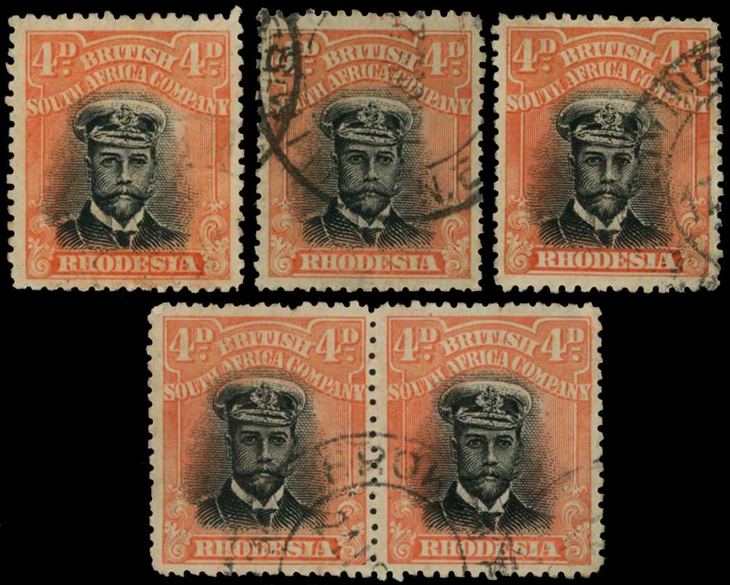 1917-20 4d Head Die IIIA. Three singles and...